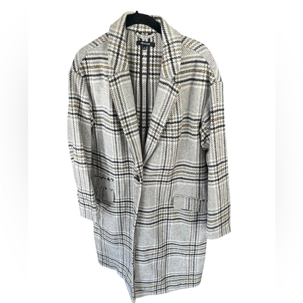 Madewell Black and White Plaid Bryant Coat
